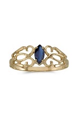 nice marquise blue sapphire filigree yellow gold birthstone baby ring